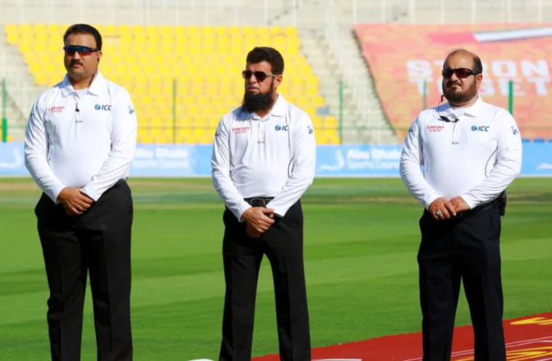 Ahmed Shah Pakteen (R) became the first on-field Test umpire from Afghanistan. (Afghanistan Cricket Board)