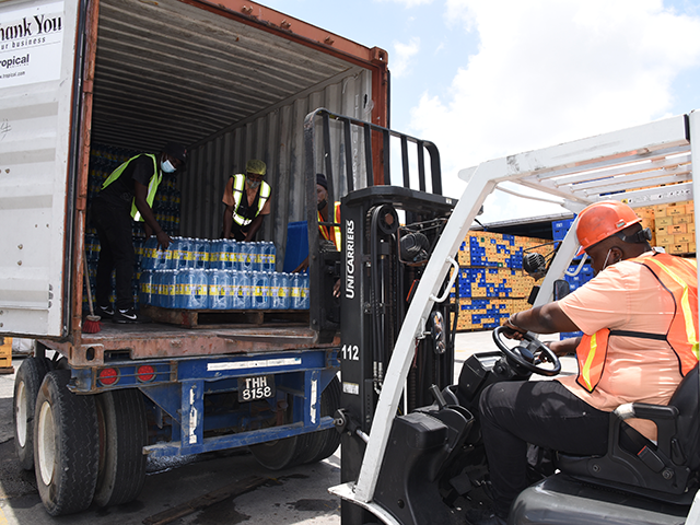 Supplies being loaded for St. Vincent and the Grenadines