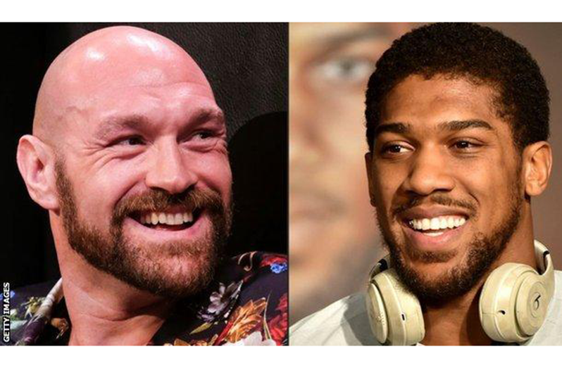 British pair, Tyson Fury (left) and Anthony Joshua, between them hold all the world heavyweight titles.