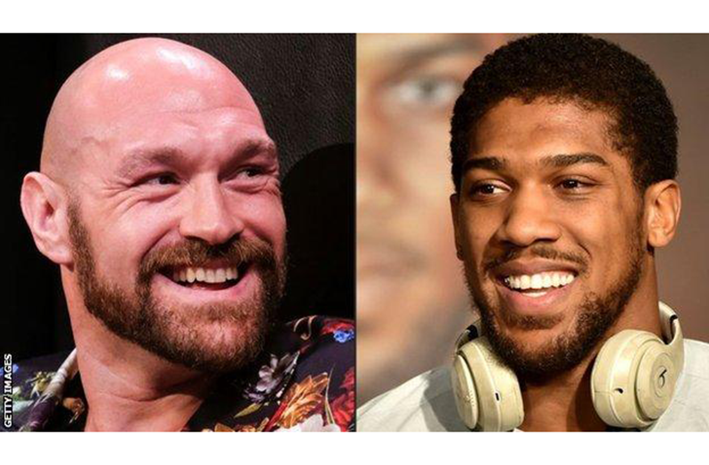 ‘British pair Tyson Fury (left) and Anthony Joshua between them hold all of the world heavyweight titles.
