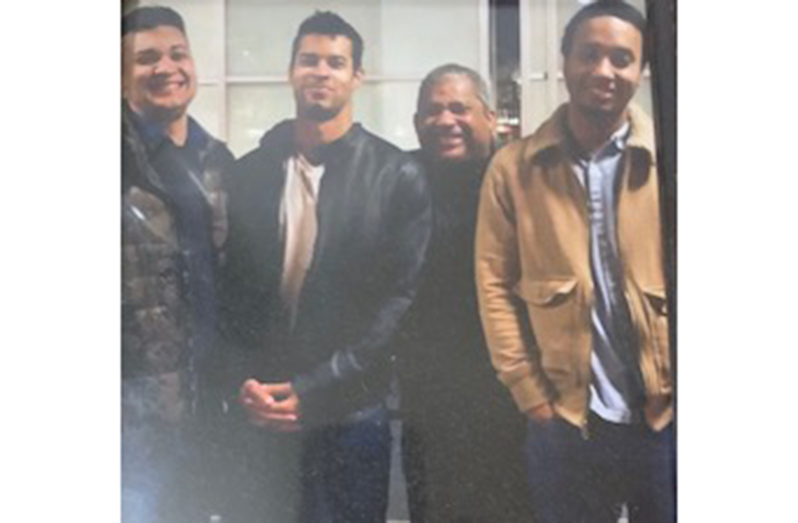 Tony McWatt with his three sons (L-R; Cameron Anderson. Clifford Isaac and Matthew Everton) all born from his since ended marriage to Tracey McWatt (nee Smith) the youngest daughter of the former Barbados and West Indies Opening batsman Cammie Smith and named after famous West Indian cricketers.