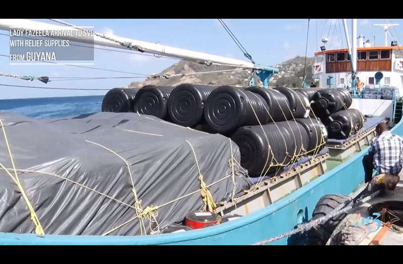 The Lady Fazeela vessel arrived in St. Vincent and the Grenadines (SVG) on Sunday morning (Photo taken from SVG video)