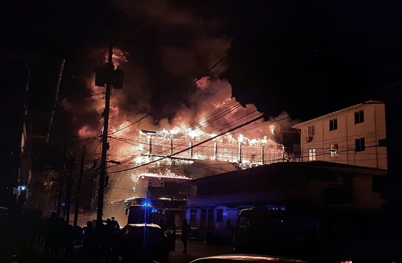 The Sharon's Mall engulfed in flames (News Room photo)