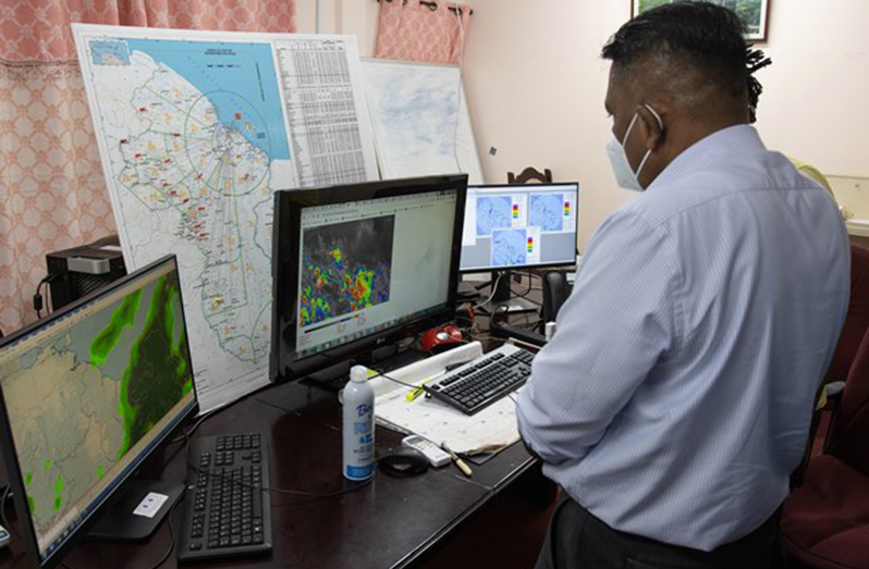 Agriculture Minister, Zulfikar Mustapha, during a recent tour of the National Weather Watch Centre, located at Hyde Park, Timehri (DPI photo)