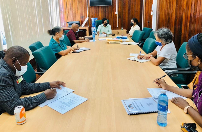 Attorney-General and Minister of Legal Affairs, Anil Nandlall S.C. meeting with members of the Guyana Dental Council at the Ministry of Legal Affairs on Friday