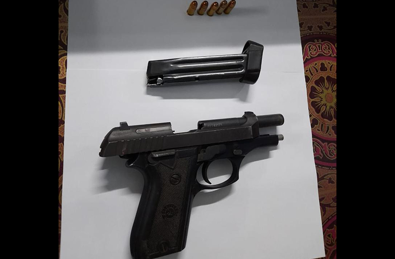 The seized firearm and ammunition
