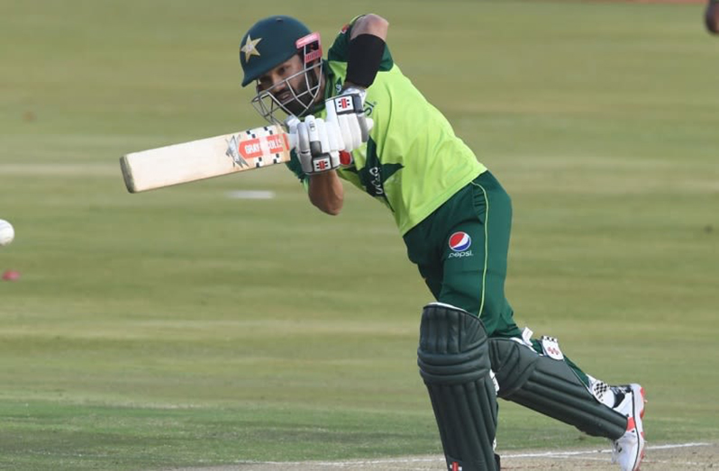 Mohammad Rizwan racked up his fifth score of 50 runs or more in his last eight T20I innings. (AFP/Getty Images)