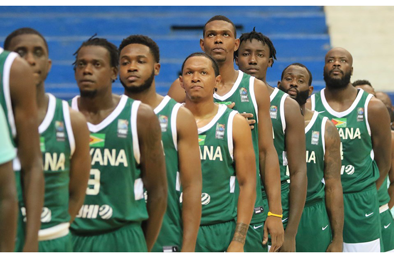 Team Guyana before jump-ball against Jamaica