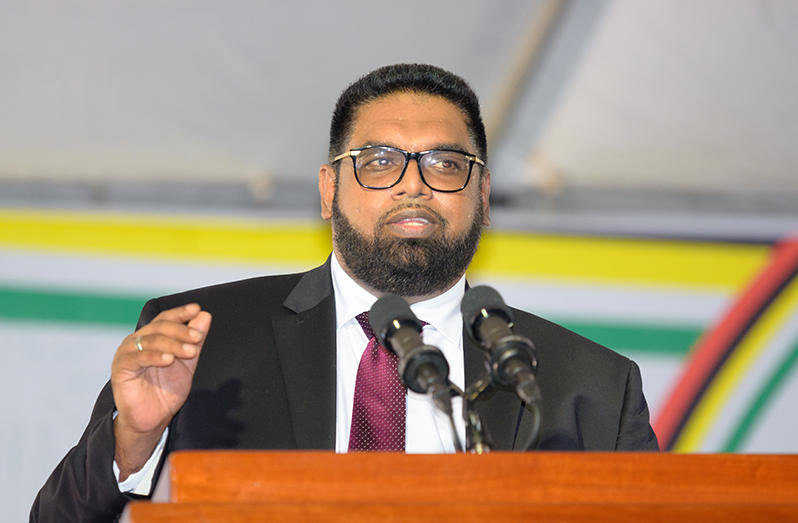 President Dr. Irfaan Ali makes a passionate address on the eve of Guyana’s 55th Independence Anniversary (Delano Williams photo)