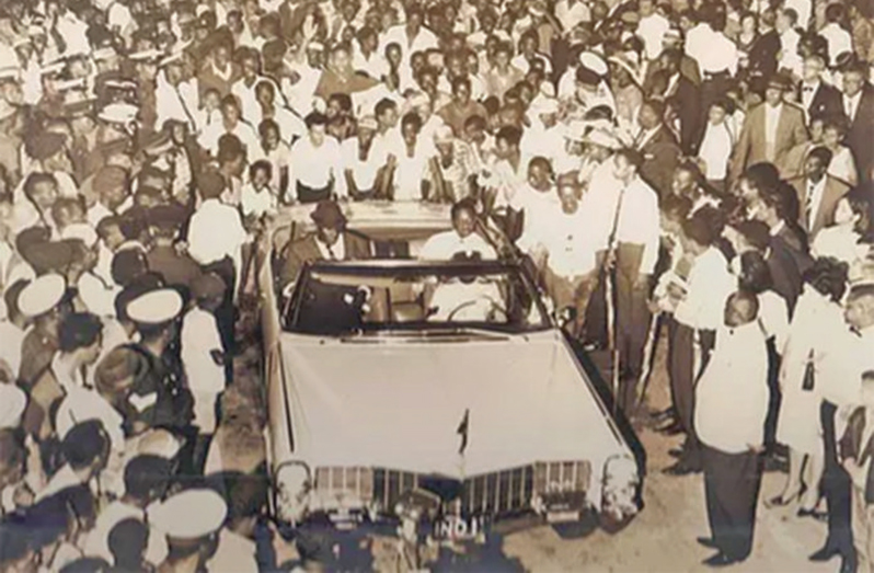 The first flag-raising ceremony in 1966 at the National Park