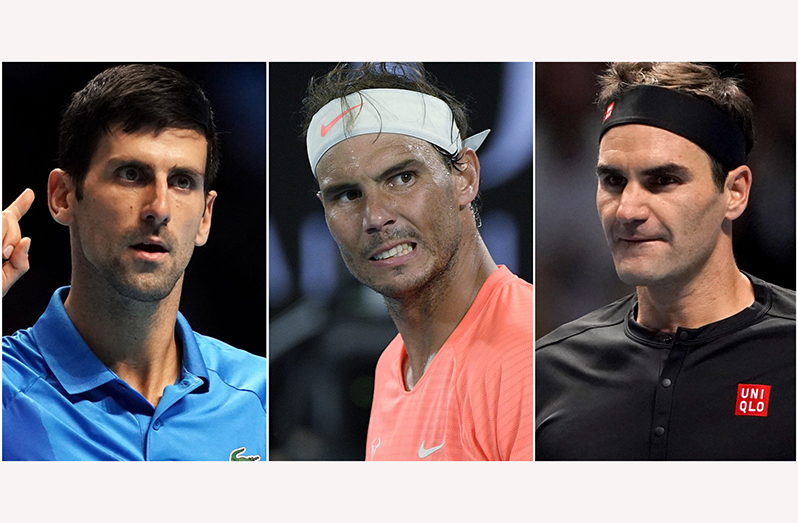 From left: Novak Djokovic, Rafael Nadal and Roger Federer are all in the same half of the  French Open draw.