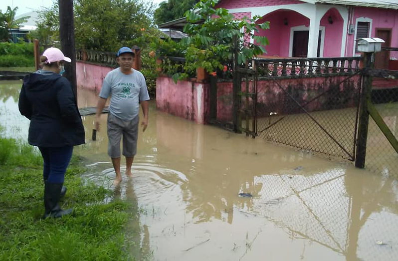 Minister of Education Priya Manickchand assessing the flooding in Region Three (Facebook photo)