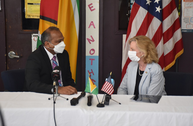 Minister of Health, Dr. Frank Anthony and U.S. Ambassador to Guyana, Sarah-Ann Lynch