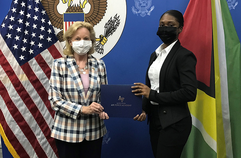 Ambassador Lynch congratulates Emmanuela Desir