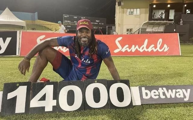 During Chris Gayle’s blistering innings of 67 on Monday night, he became the first player to complete 14 000 runs in T20 cricket,