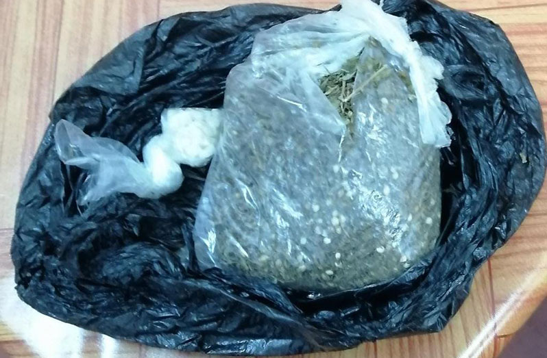 The marijuana and cocaine found by the police