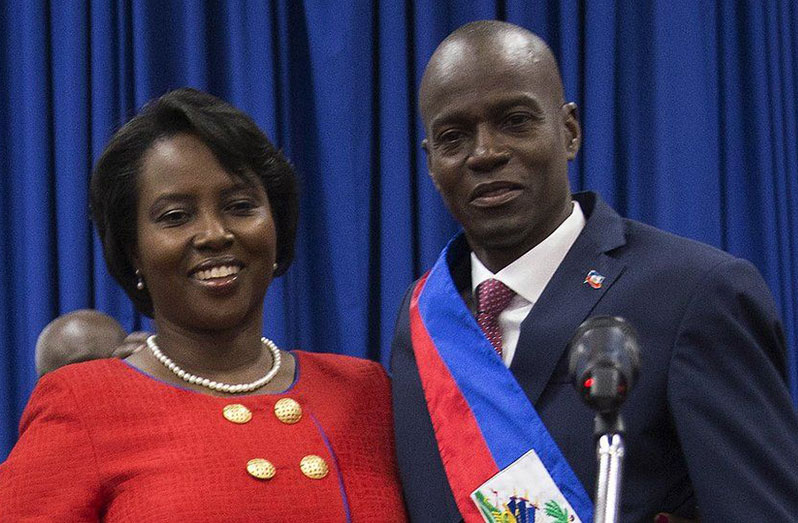 Martine Moïse said her tears would "never dry" following her husband Jovenel's assassination (pictured in 2017)