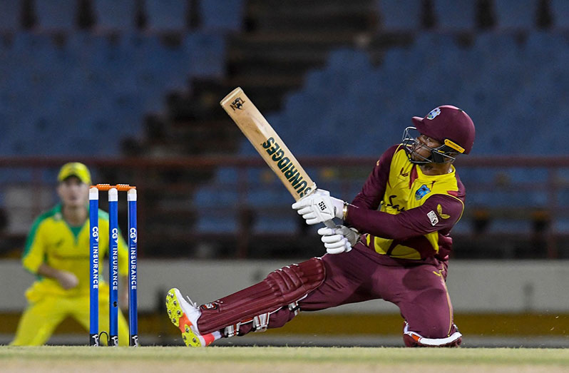 Shimron Hetmyer ramps one away during 61 from 36 balls on Saturday ©AFP