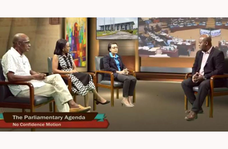 Host of NCN’s Parliamentary Agenda, Mark Watson engaging Ministers Joseph Hamilton, Oneidge Walrond and Susanne Rodrigues on Wednesday night’s programme