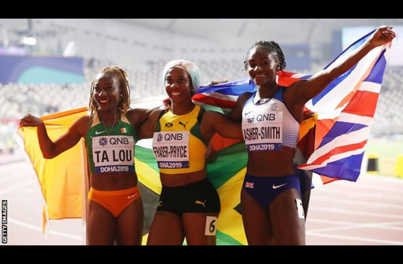 FLASHBACK: 

Shelly-Ann Fraser-Pryce won gold in the 2019 World Championships 100m in Doha, with Dina Asher-Smith taking silver and Marie-Josée Ta Lou bronze.
