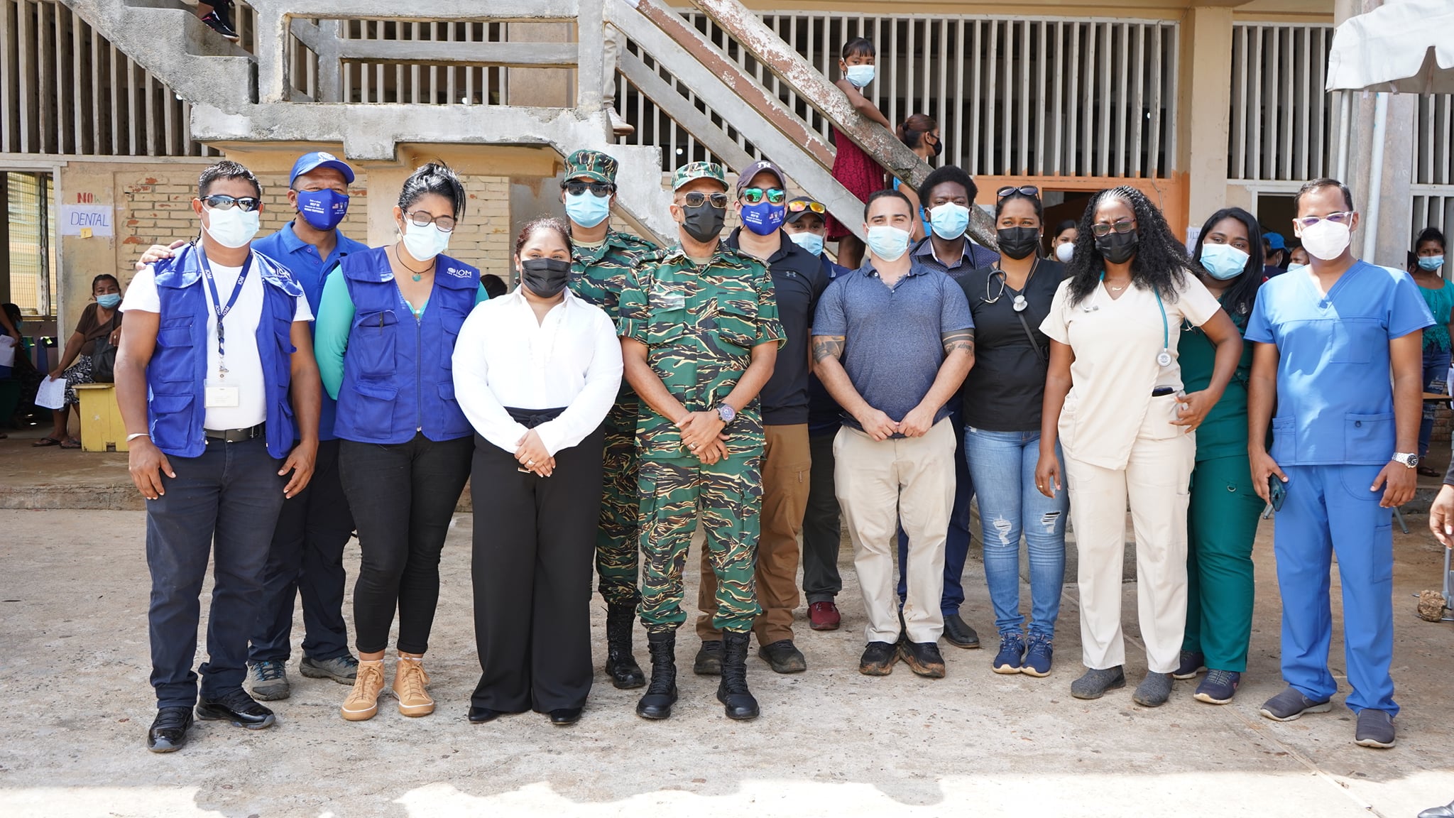 First Lady: First Lady, Arya Ali, with the team from the United States Embassy Humanitarian Assistance Programme (HAP), during the medical outreach in Mabaruma, Region One