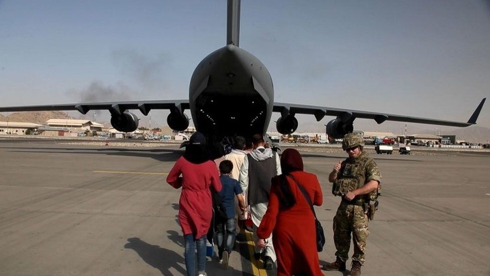 Evacuations from Kabul airport have been stepped up since the weekend (BBC/PA MEDIA photo)