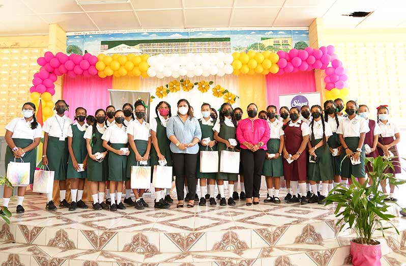 The Menstrual Hygiene Initiative, coordinated by the First Lady and the Ministry of Education, was
officially launched in Region Two at the Anna Regina Secondary School (Ministry of Education photo)