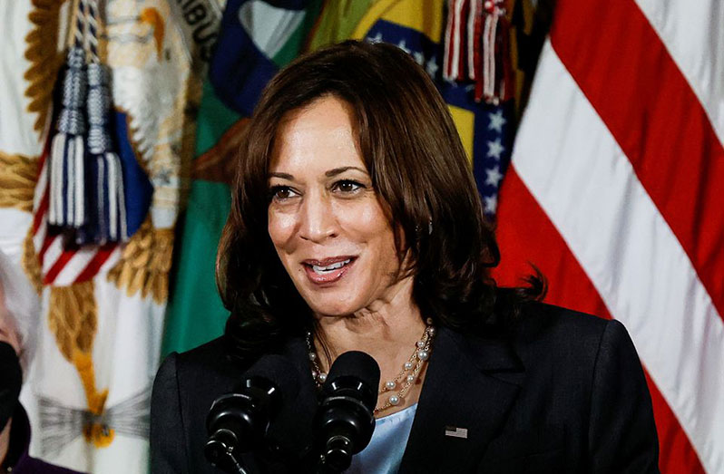 U.S. Vice-President Kamala Harris delivers remarks during the unveiling of a new report on childcare and the U.S. economy at the Treasury Department in Washington, U.S., September 15, 2021 (REUTERS/Carlos Barria/File Photo)