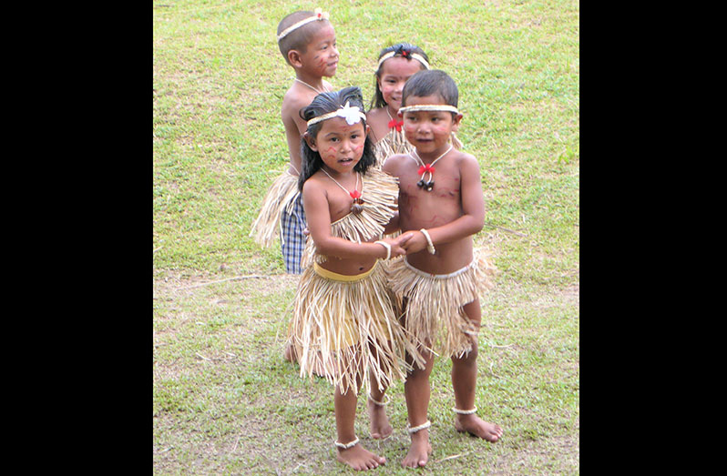 Children of Warapoka Village doing a traditional dance