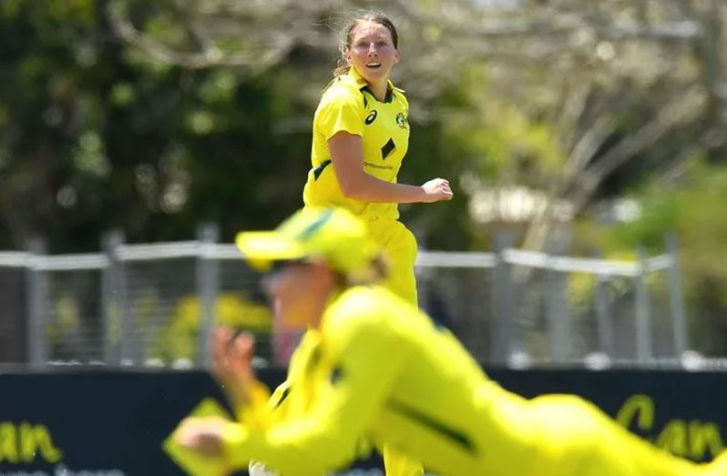 Darcie Brown missed out on a five-for thanks to Meg Lanning's dropped catch of Deepti Sharma at slip. ( Getty Images)