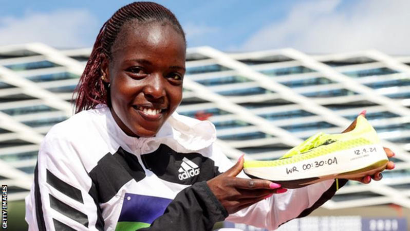 Kenya's Agnes Tirop broke the world record for a women's 10km road race in Germany in September.