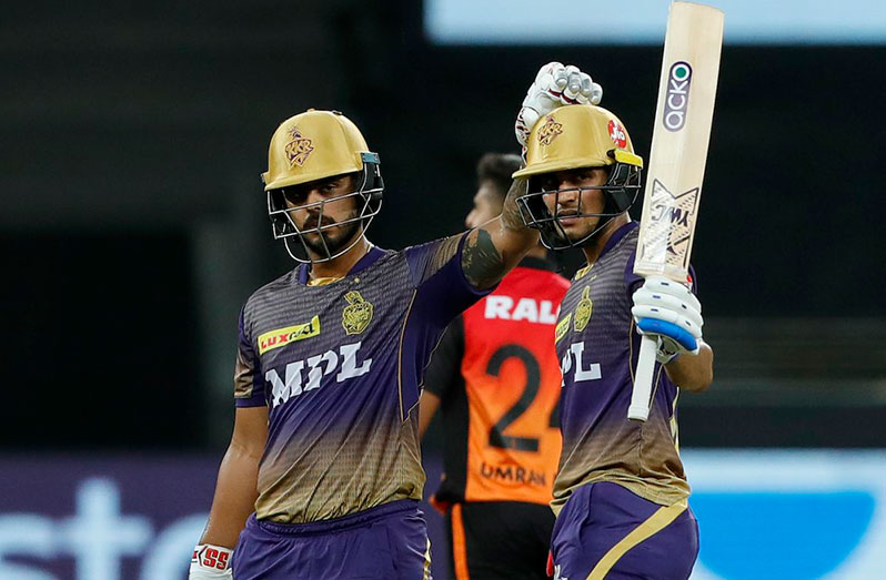 Shubman Gill acknowledges the cheers after getting to his half-century, Kolkata Knight Riders vs Sunrisers Hyderabad, IPL 2021, Dubai, October 3, 2021 © BCCI