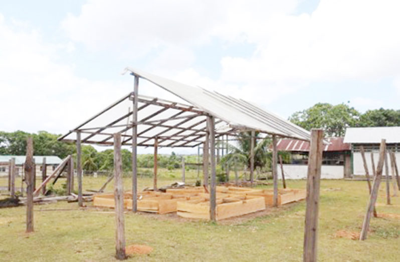 A section of the shadehouse that is being constructed in Maruranau Village, region Nine (DPI photo)
