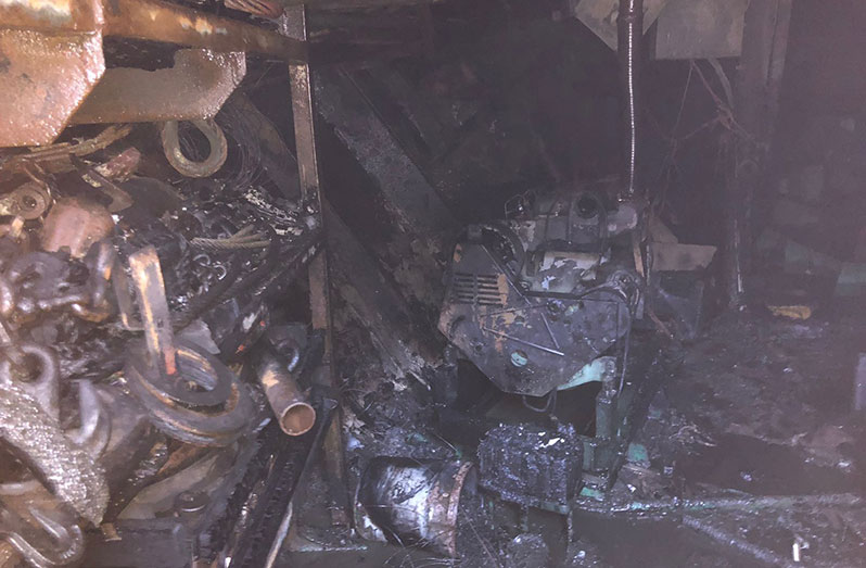 A section of the burnt generator on board the ‘Sydney Marie’ (GFS photo)