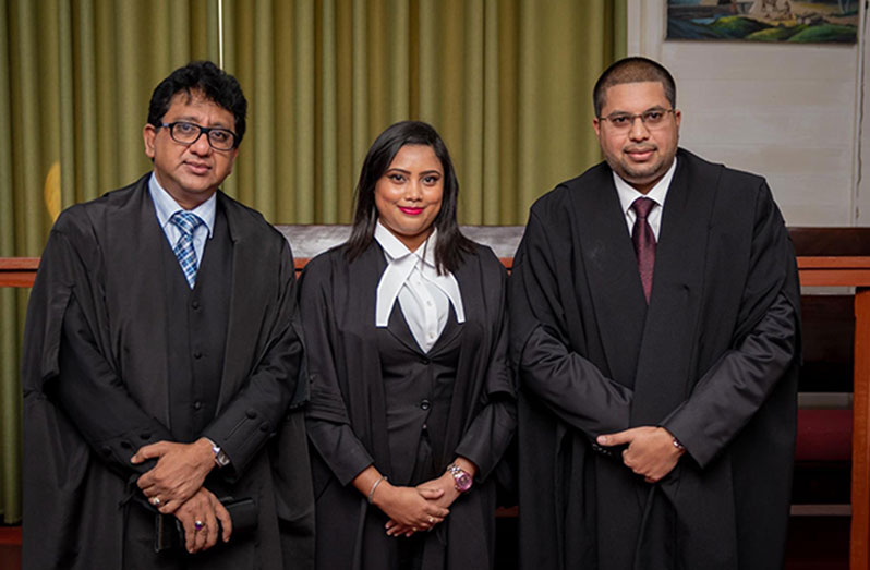 From left : Minister of Legal Affairs, Anil Nandlall, S.C; Attorney-at-law Chandanie Dyal and Justice Nareshwar Harnanan (DPI photo)