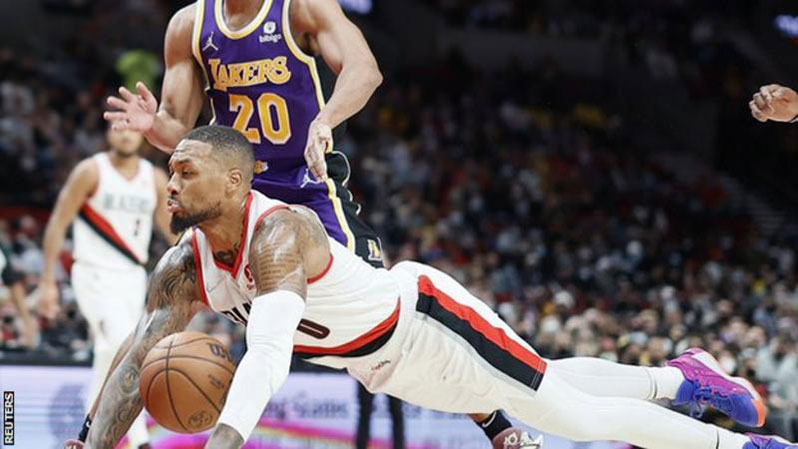 Damian Lillard top-scored with 25 points in the Portland Trail Blazers' victory over the Los Angeles Lakers