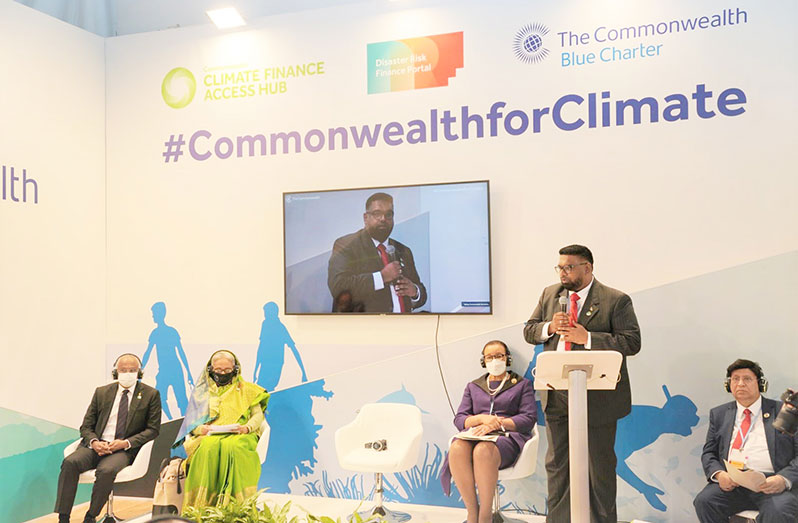 President, Dr. Irfaan Ali, addresses stakeholders of the Climate Vulnerable Forum, in Glasgow, Scotland, on Wednesday