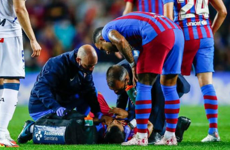 Sergio Aguero received treatment for several minutes after suffering with chest pains before being helped off the pitch and taken to hospital.
