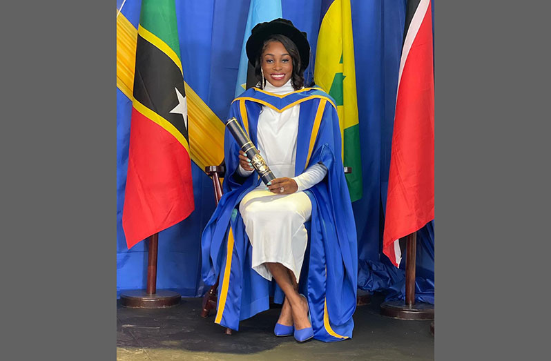 Elaine Thompson after her confirmation with the Honorary Degree
