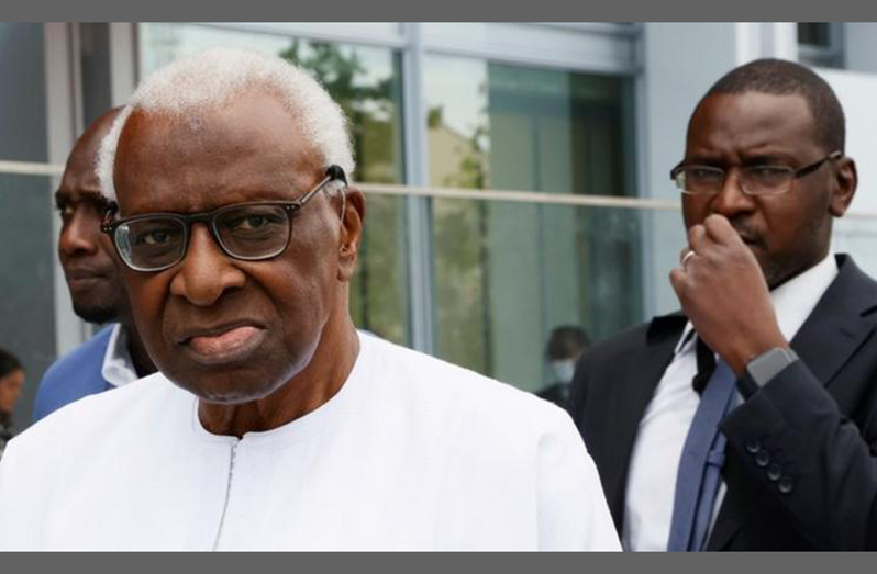 Senegal's former World Athletics president Lamine Diack during his corruption trial in France in 2020.