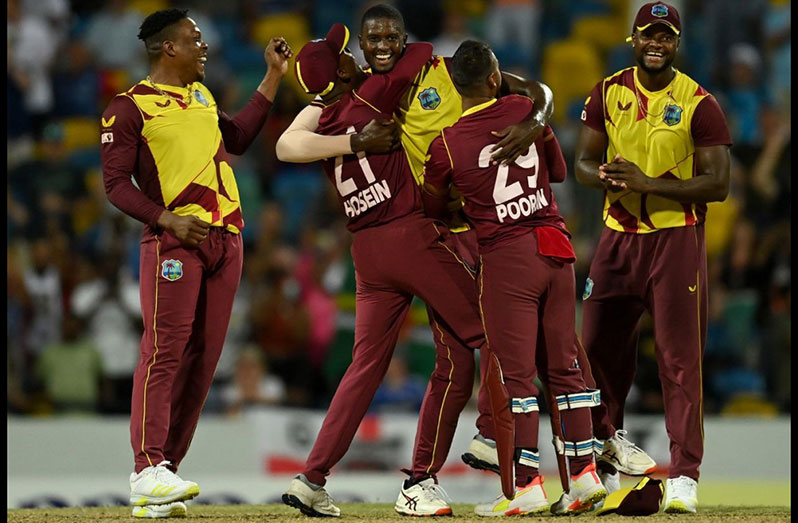 Jason Holder claimed four in four to seal the series for West Indies, West Indies vs England, 5th T20I, Kensington Oval, Barbados, January 30, 2022 © Getty Images