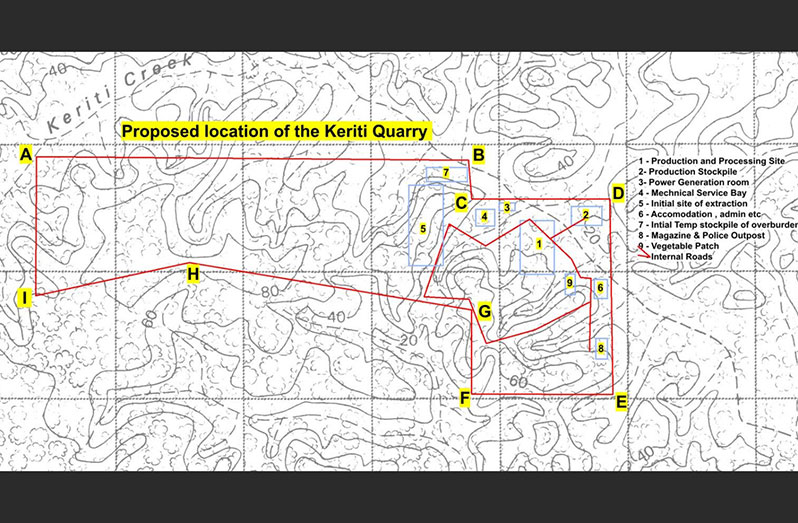 Proposed layout and site plan for the Keriti Quarry Project