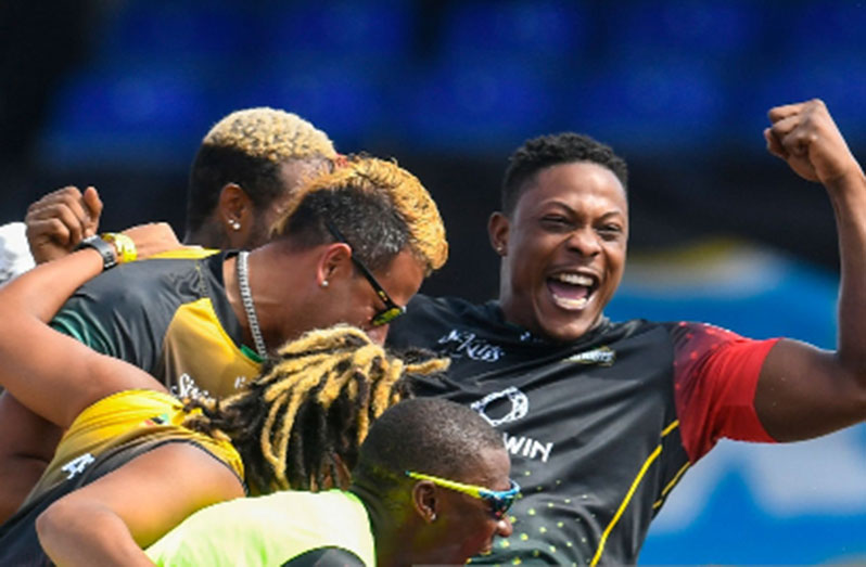 St Kitts and Nevis Patriots celebrate their capture of the 2021 title