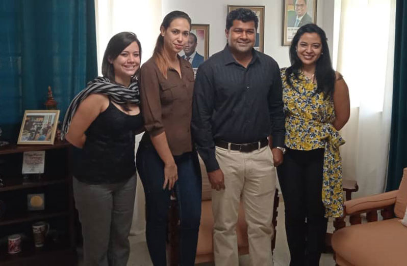 Doctor Naitram Singh is seen with Maylin Pérez, Administrative Assistant; Mayté Perdomo, Confidential Secretary to the Ambassador of Guyana in Cuba and Rossemary Idalmis, Financial Officer at the Guyana Embassy