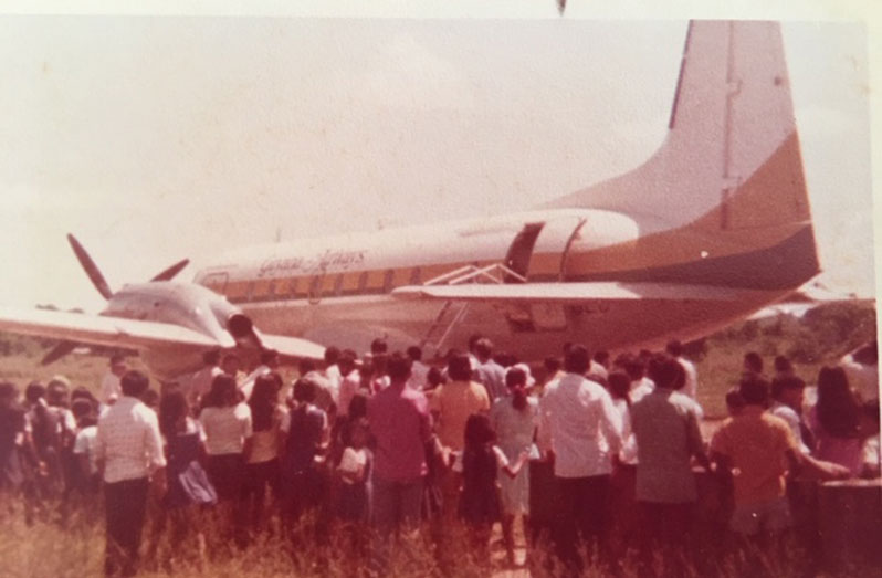 A GAC aeroplane at Aishalton in the South Rupununi, Region Nine  (Photo by F. Q. Farrier)