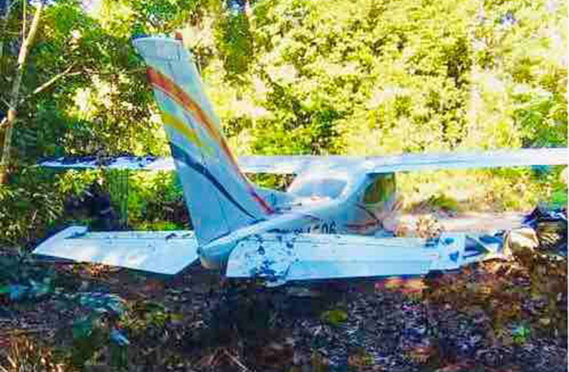 The illegal aircraft found abandoned on an illegal airstrip in Kuruduni