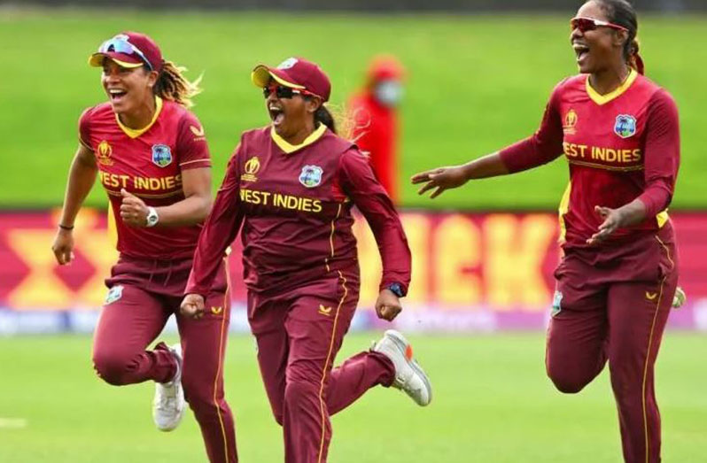 Anisa Mohammed leads the West Indies victory sprint after her sensational last over  Getty Images