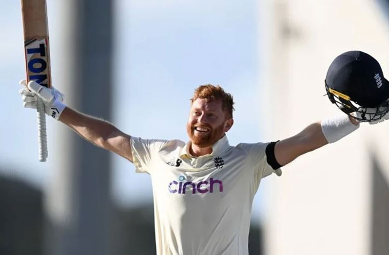 Jonny Bairstow celebrates his gutsy Test century  Getty Images
