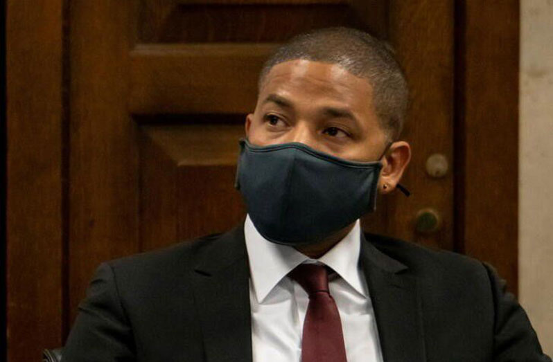 Actor Jussie Smollett appears at his sentencing hearing at the Leighton Criminal Court Building, in Chicago, Illinois, U.S., March 10, 2022. Brian Cassella/Pool via REUTERS