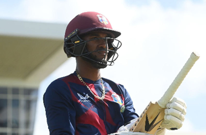 Kraigg Brathwaite is deep in thought during a training session at Kensington Oval ahead of today’s start of the second Test